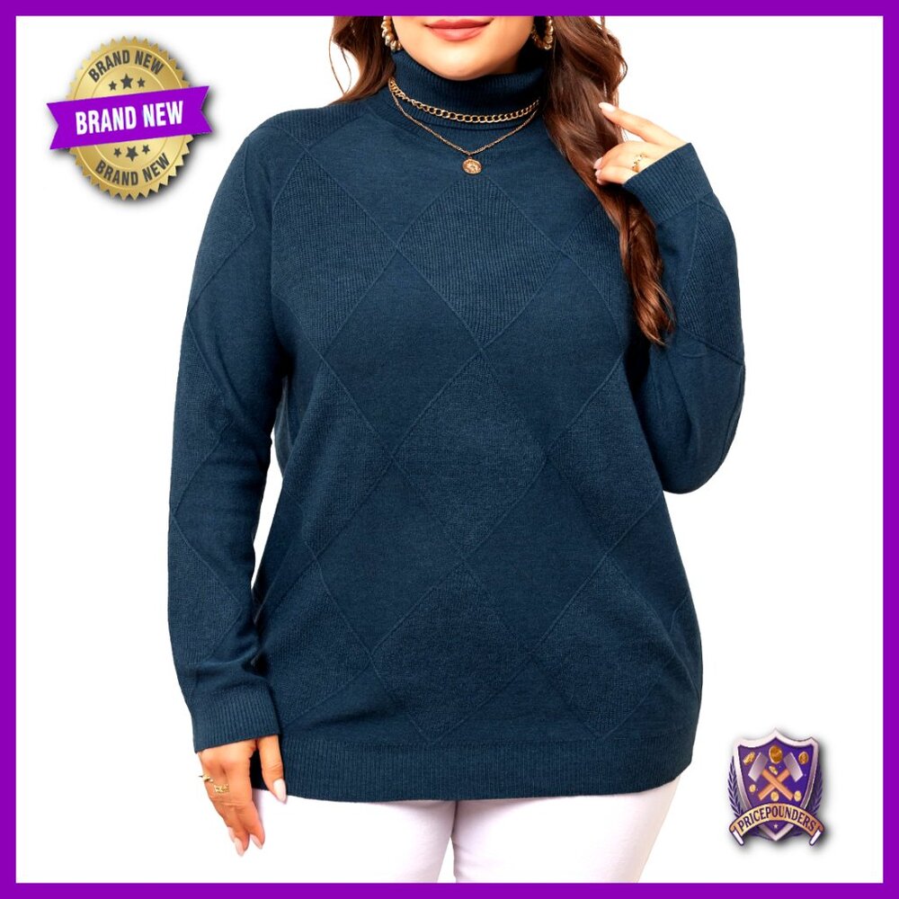 Plus Size Lightweight Turtleneck Pullover Sweater… - image 1